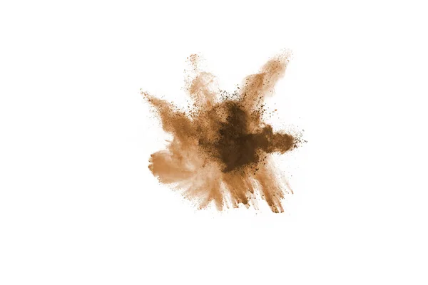 Brown Color Powder Explosion White Background Colored Cloud Colorful Dust — Stock Photo, Image