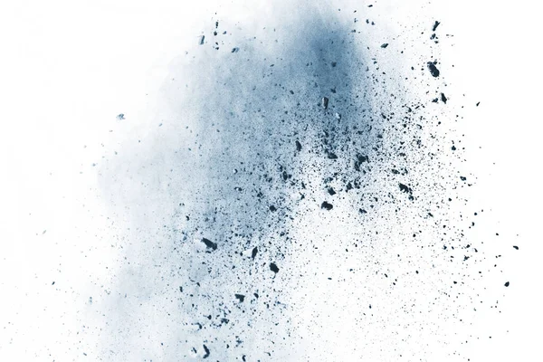 Explosión Polvo Color Azul Sobre Fondo Blanco Nube Colores Polvo — Foto de Stock