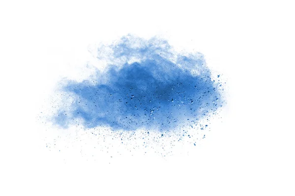 Explosão Cor Azul Fundo Branco Nuvem Colorida Poeira Colorida Explode — Fotografia de Stock
