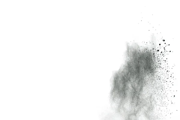 Particles Charcoal White Background Abstract Powder Splatted White Background Freeze — Stock Photo, Image