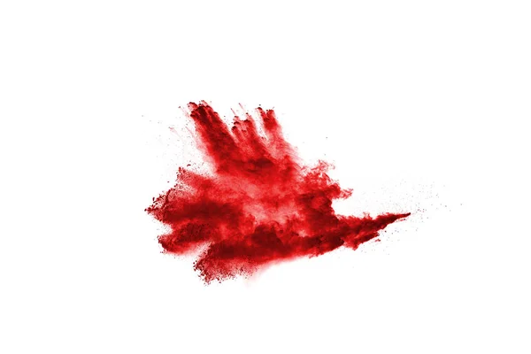 Заморожувати Рух Червоного Порошку Вибухає Ізольовано Білому Тлі Абстрактний Дизайн — стокове фото