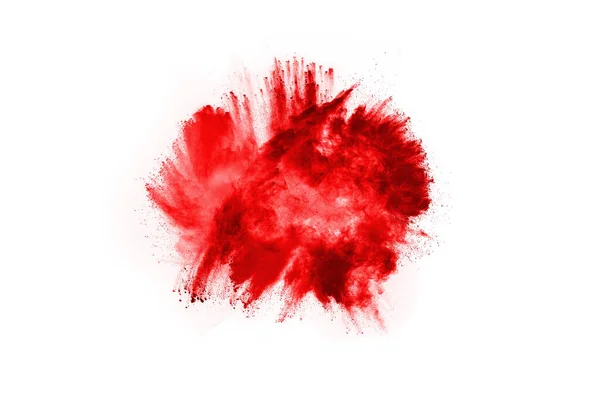 Freeze Motion Red Powder Exploding Isolated White Background Abstract Design — Stock Photo, Image