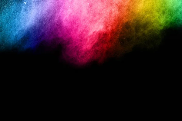 Абстрактный Взрыв Цветной Пыли Черном Фоне Абстрактный Порошок Брызги Фона — стоковое фото