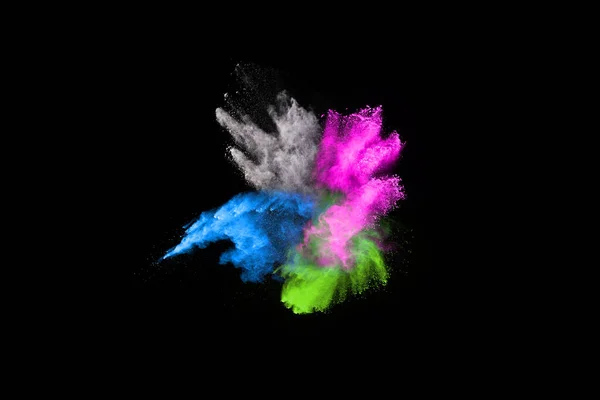 Abstract Colored Dust Explosion Black Background Abstract Powder Splatted Background — Stock Photo, Image