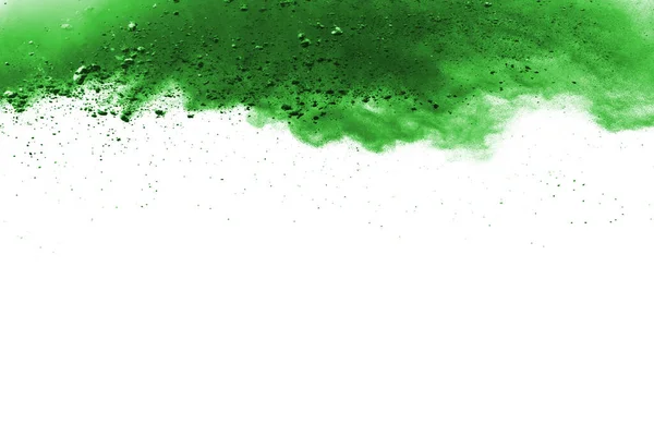 Explosión Polvo Verde Sobre Fondo Blanco Nube Colores Polvo Colorido — Foto de Stock