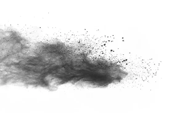 Particles Charcoal White Background Abstract Powder Splatted White Background Freeze — Stock Photo, Image