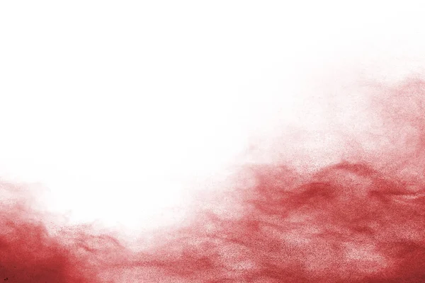 Freeze Motion Red Powder Exploding Isolated White Background Abstract Design — Stock Photo, Image