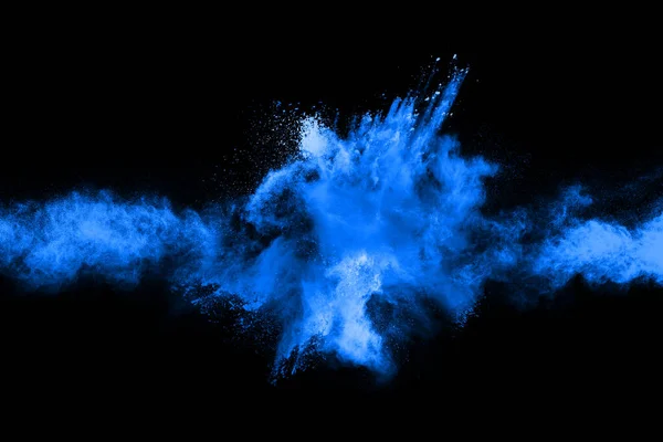 Explosión Polvo Azul Sobre Fondo Negro Nube Colores Polvo Colorido —  Fotos de Stock