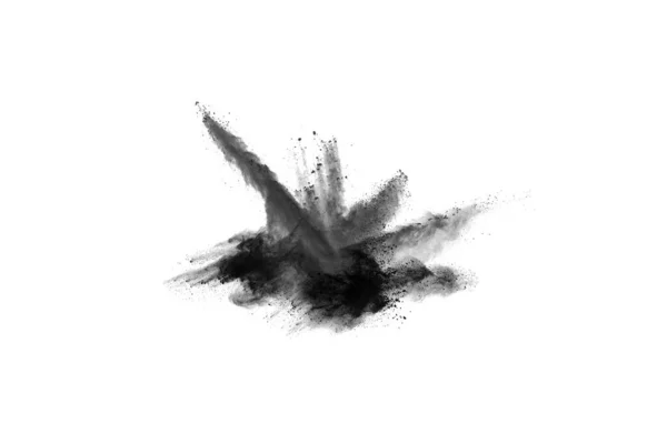 Particles Charcoal White Background Abstract Powder Splatted White Background Freeze — Stock Photo, Image