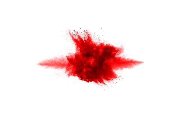 Movimento Congelamento Polvere Rossa Che Esplode Isolata Sfondo Bianco Design — Foto Stock