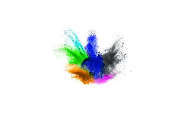 Abstract Powder Splatted Background Colorful Powder Explosion White Background Colored — Stock Photo, Image