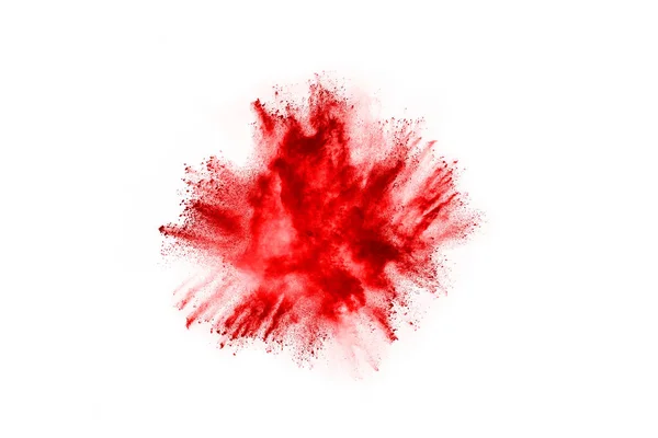 Freeze Motion Red Powder Exploding Isolated White Background Abstract Design — Stock Photo, Image