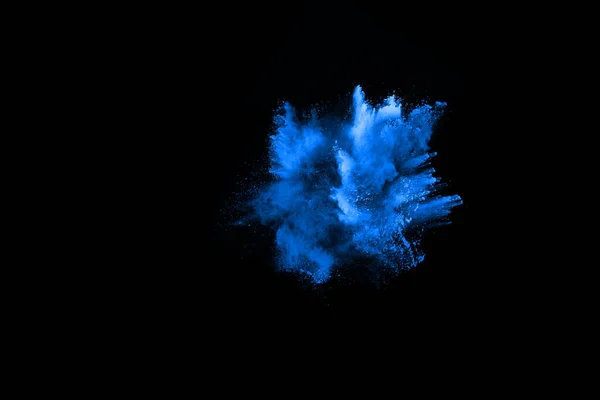 Blue Powder Explosion Black Background Colored Cloud Colorful Dust Explode — Stock Photo, Image