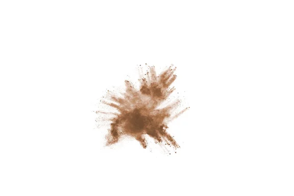 Brown Color Powder Explosion White Background Colored Cloud Colorful Dust — Stock Photo, Image