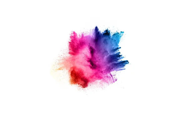 Abstract Poeder Gespetterde Achtergrond Kleurrijke Poeder Explosie Witte Achtergrond Gekleurde — Stockfoto