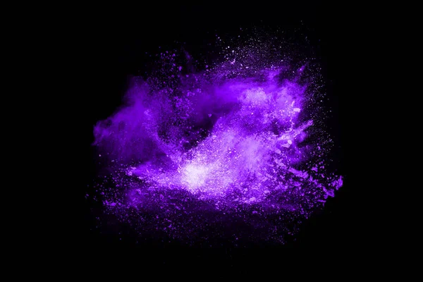 Fioletowy Wybuch Proszku Czarnym Tle Kolorowa Chmura Kolorowy Pył Eksploduje — Zdjęcie stockowe