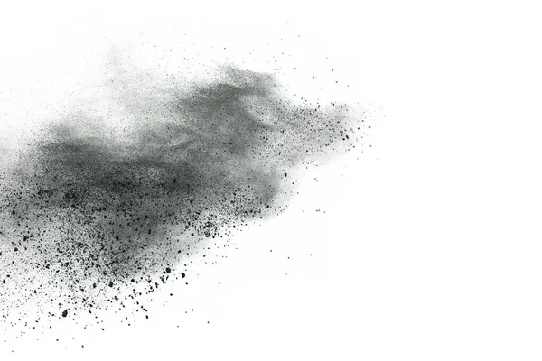 Particles Charcoal White Background Abstract Powder Splatted White Background Freeze — Stock Photo, Image