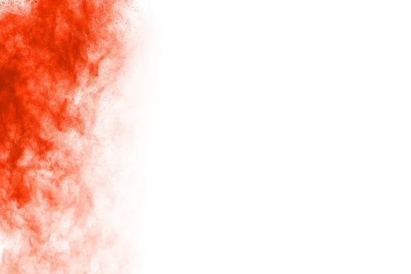 Freeze Motion Red Powder Exploding Isolated White Background Abstract Design — Stock Photo, Image