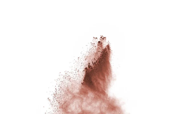 Καφέ Χρώμα Σκόνη Έκρηξη Λευκό Φόντο Χρωματιστό Σύννεφο Πολύχρωμη Σκόνη — Φωτογραφία Αρχείου