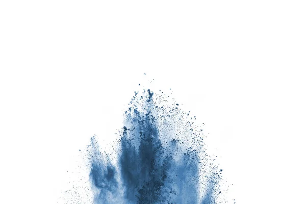 Blue Color Powder Explosion White Background Colored Cloud Colorful Dust — Stock Photo, Image