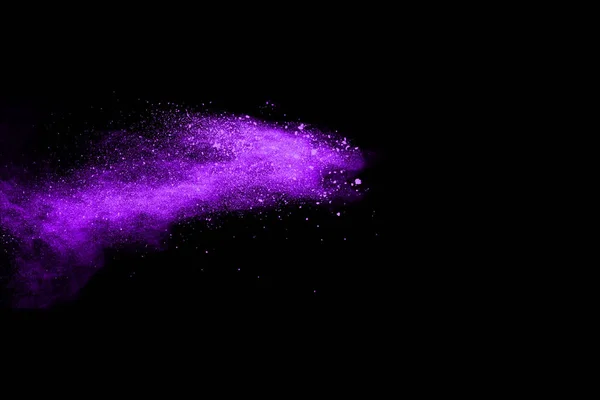 Фіолетовий Вибух Порошку Чорному Тлі Кольорова Хмара Барвистий Пил Вибухає — стокове фото