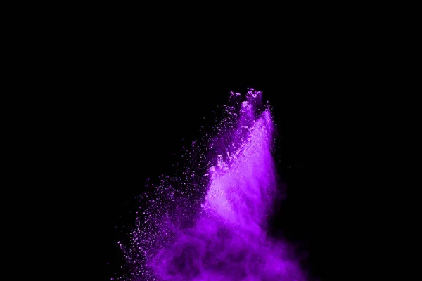 Фіолетовий Вибух Порошку Чорному Тлі Кольорова Хмара Барвистий Пил Вибухає — стокове фото