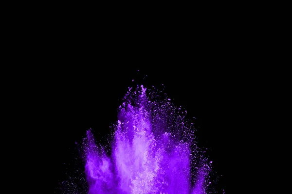 Explosão Roxo Fundo Preto Nuvem Colorida Poeira Colorida Explode Pintura — Fotografia de Stock