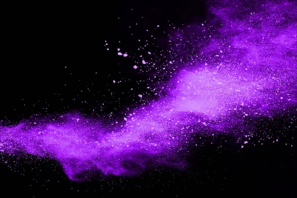 Purple Powder Explosion Black Background Colored Cloud Colorful Dust Explode — Stock Photo, Image