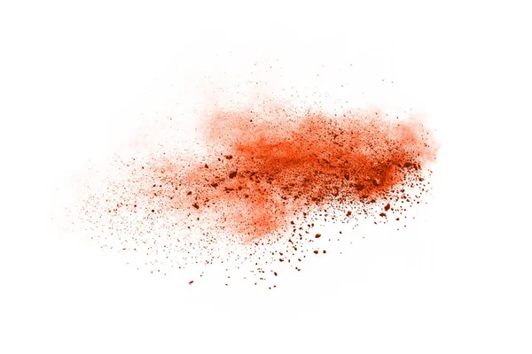 Abstraktní Oranžový Prášek Postříkané Pozadí Zmrazit Pohyb Barevného Prášku Výbuch — Stock fotografie