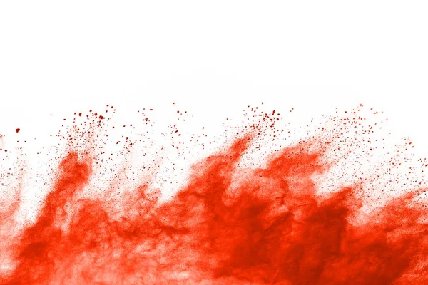 概要オレンジ色の粉体メッキ背景 色の粉体爆発 投げ色の粉の凍結運動 白の背景に色の輝きのテクスチャ — ストック写真