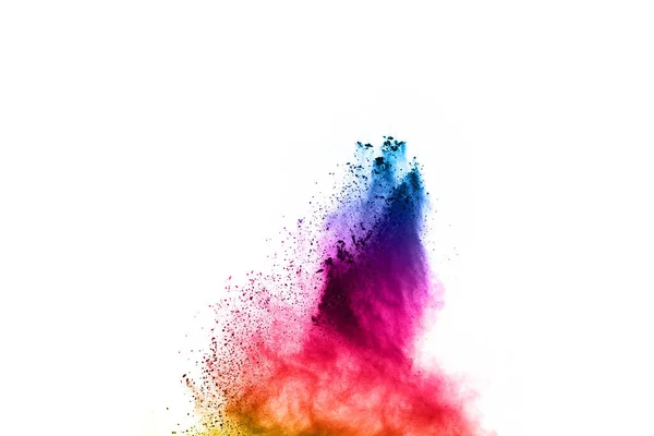 Polvo Abstracto Salpicado Fondo Explosión Colorida Polvo Sobre Fondo Blanco —  Fotos de Stock