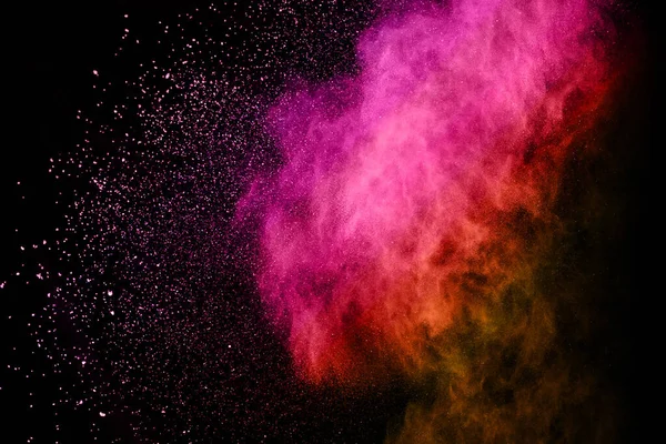 Abstrakcyjny Kolorowy Wybuch Pyłu Czarnym Tle Abstrakcyjny Proszek Rozbryzgane Tło — Zdjęcie stockowe