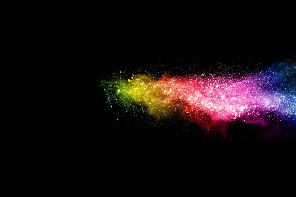 Abstract Colored Dust Explosion Black Background Abstract Powder Splatted Background — Stock Photo, Image