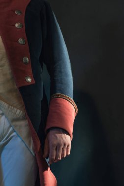 Arm of historical regency man in uniform. clipart