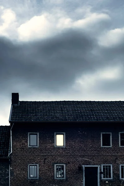 House Illuminated Window Dark Sky — Stock Photo, Image