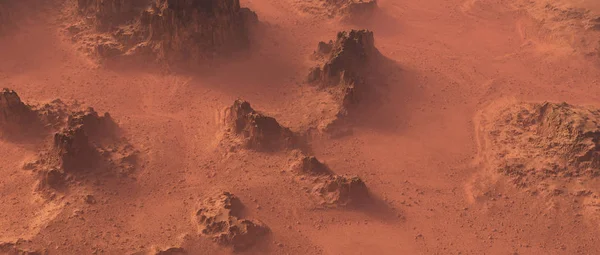 Τραχύ τοπίο βραχώδες Άρη από ψηλά. — Φωτογραφία Αρχείου