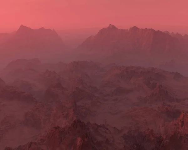 Грубі гори в тумані на сході сонця . — стокове фото