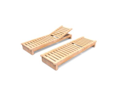 Ahşap güneşlenme, beyaz arka plan üzerinde izole 3d render