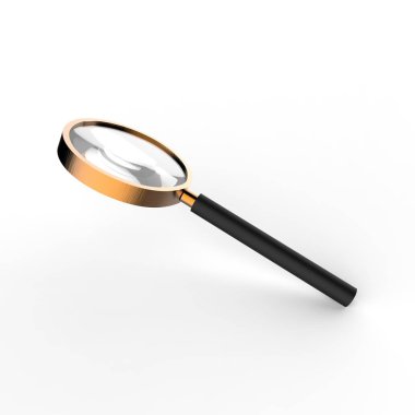 Metal Büyüteç beyaz arka plan üzerinde izole. 3D çizim