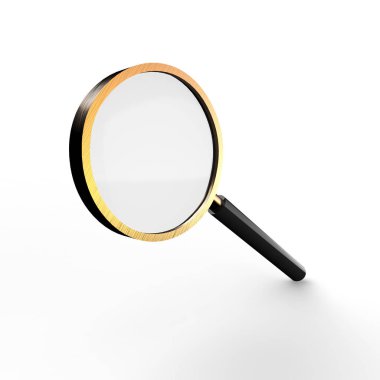 Metal Büyüteç beyaz arka plan üzerinde izole. 3D çizim