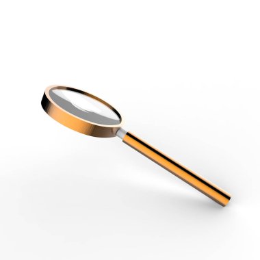 Metal Büyüteç beyaz arka plan üzerinde izole. 3D çizim