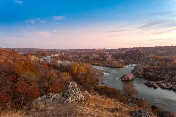 Horská Podzimní Krajina Řekou Jižní Bug — Stock fotografie