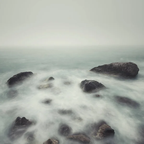 Aire Libre Tiro Del Mar Las Olas Larga Exposición — Foto de Stock