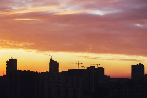 Ηλιοβασίλεμα Πάνω Από Τον Ορίζοντα Της Πόλης Του Κιέβου — Φωτογραφία Αρχείου