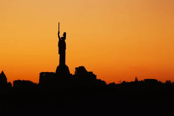 Zonsondergang Skyline Van Stad Kiev — Stockfoto