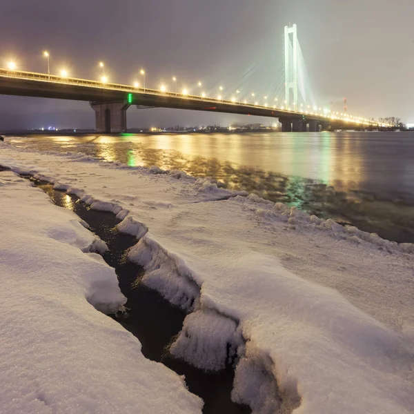 Zuid Brug Winter Kiev Stad Oekraïne — Stockfoto