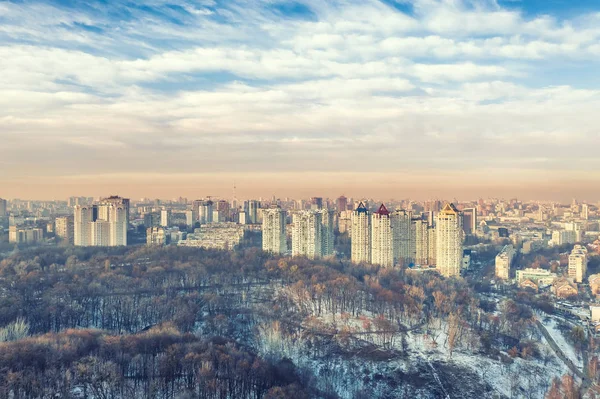 Luchtfoto Van Vliegen Gedreun Van Een Stad Van Kiev Oekraïne — Stockfoto