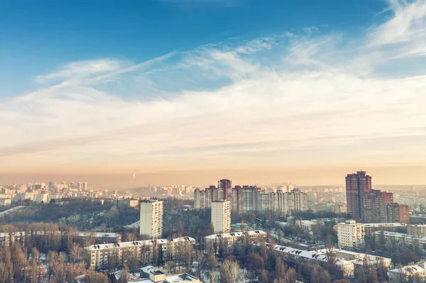 Luchtfoto Van Vliegen Gedreun Van Een Stad Van Kiev Oekraïne — Stockfoto