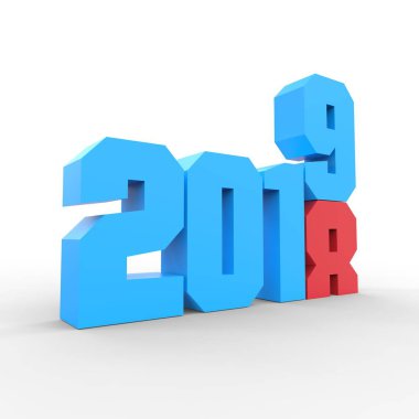 Yeni yıl 2019 2018-2019 değişiklik gösterir. 3D çizim