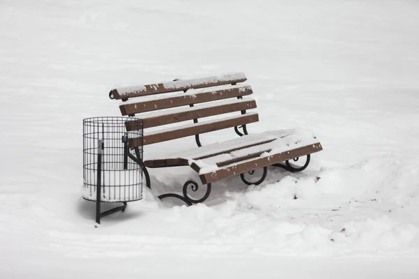 Één Bank Bedekt Met Sneeuw Winter Park — Stockfoto